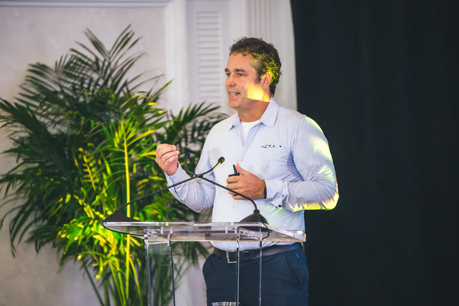Andy Woolley, Workzoom co-founder, speaking at the SHRM Bahamas 2025 conference at the British Colonial in Nassau