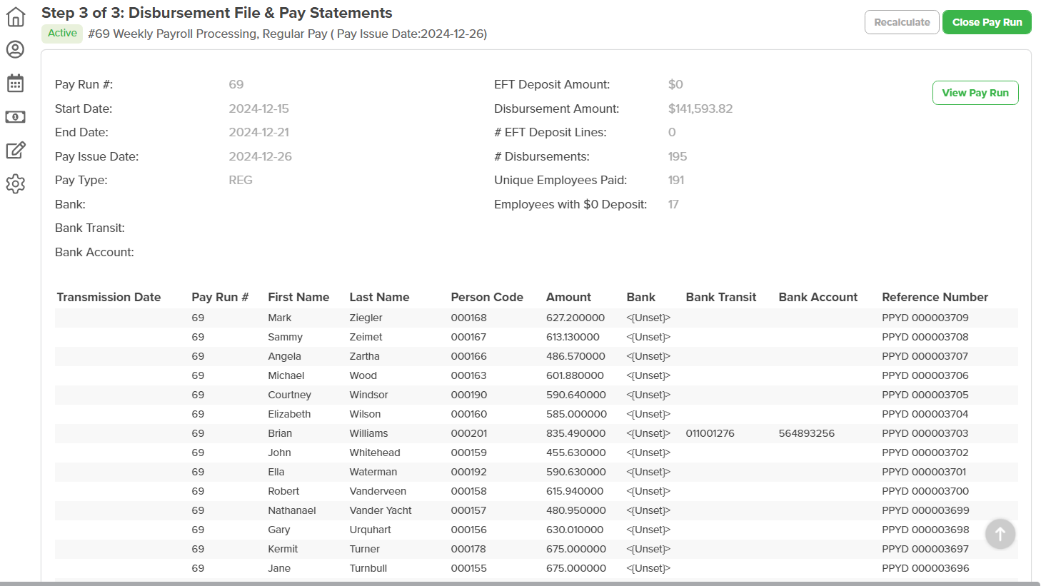 Workzoom payroll disbursement step 3